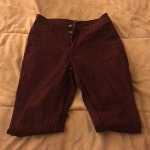 High Waisted Burgundy Skinny Jeans